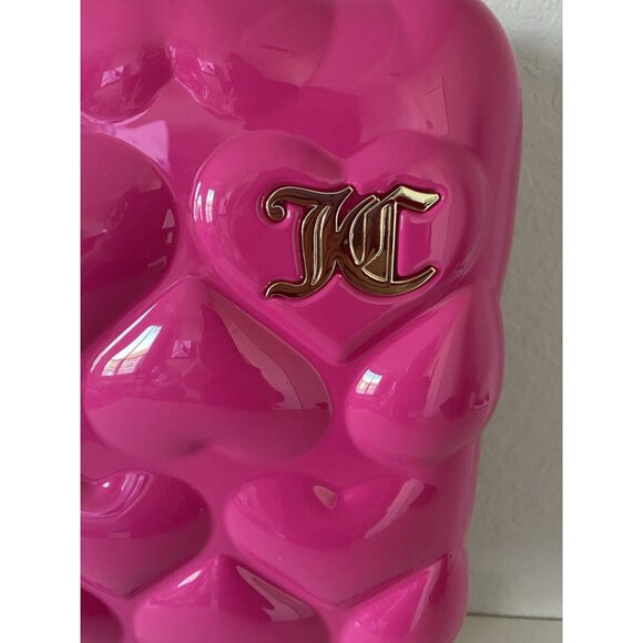 Juicy Couture Hot Pink Embossed Hearts 21" Spinner Carry-On Suitcase Luggage NEW - Picture 2 of 14